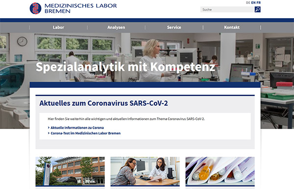 Website 'Medizinisches Labor Bremen'